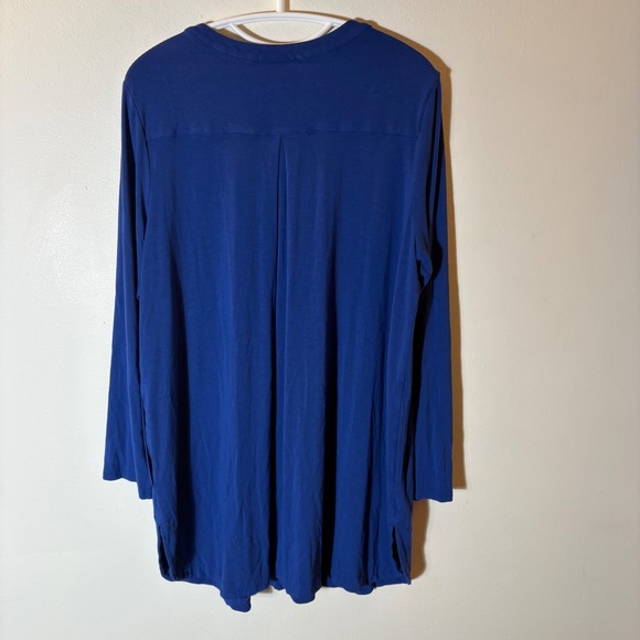J. Jill Wearever Collection Blue Button Front Long Sleeve Tunic Top Women 1X - Picture 6 of 6